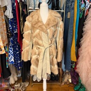 Vintage Leather/Fur Coat - Size Small